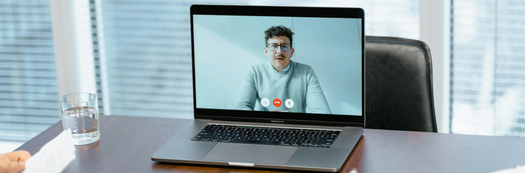 man using online digital conferencing - conversational ai by Fireline Broadband
