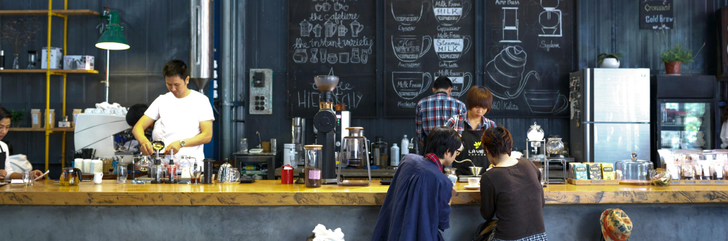 customers dining at coffee shop bar - Internet for POS by Fireline Broadband