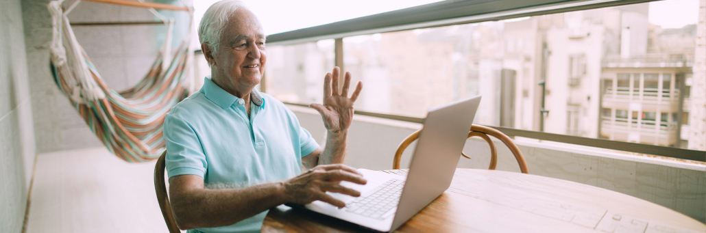 patient doing telehealth call with doctor on laptop - telehealth internet - Fireline Broadband
