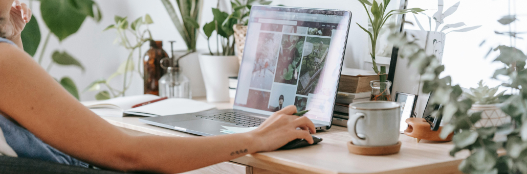 woman at home office on laptop